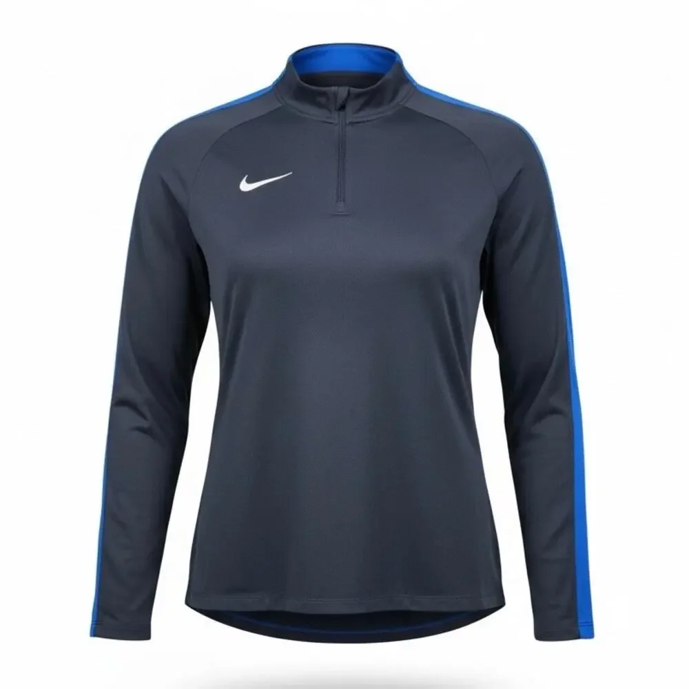 Nike Women's‎ Academy Dri-FIT Soccer Drill Quarter Zip Navy & Blue Shirt - Large